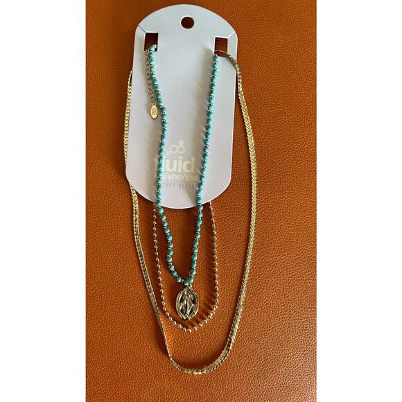 8 Other Reasons Gender Fluid Hail Mary Turquoise Layer Necklace - Picture 2 of 3